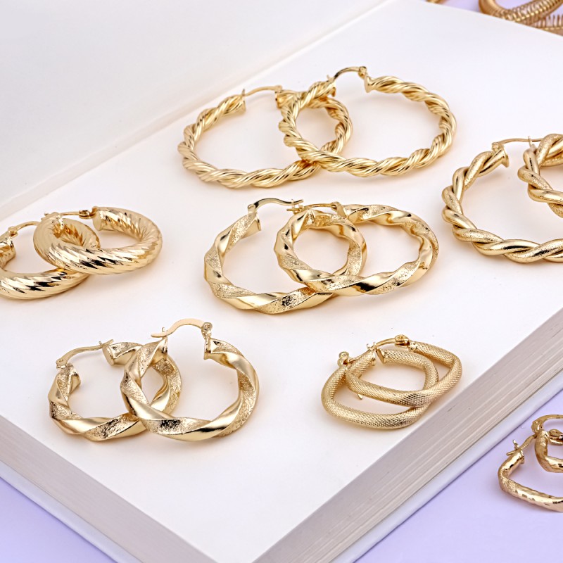 Ball Chain Earrings Manufacturer - 2023 New Arrival 18k Gold Plated Copper Big Ball Chain Hoop Earrings Round Beads