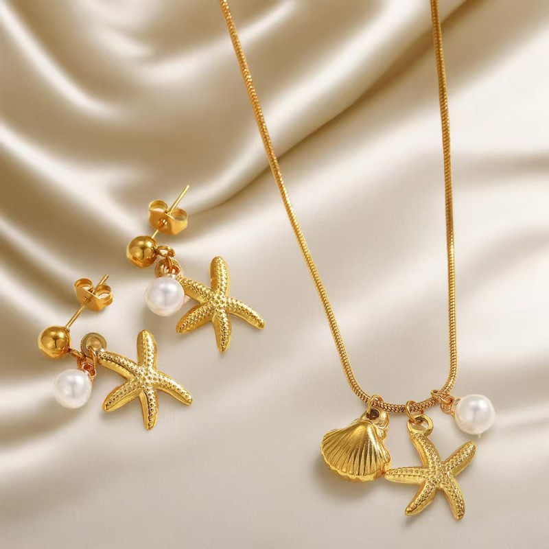 Heart Eye Set Factory - Women Dainty Jewelry Set Stainless Steel 18k Gold Zircon Heart Eye Layered Pendant Set