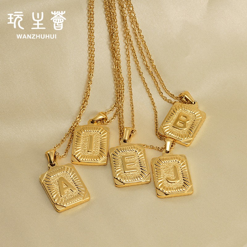 Drop Oil Necklace Manufacturer - Drop Oil 26 Letters Pendant Necklace Personalized Oil Dropping Letters O-Shaped Chain