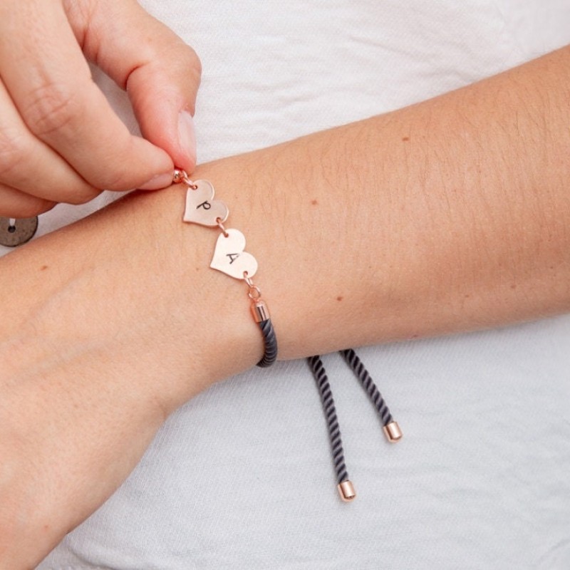 Slider Disc Bracelet Manufacturer - Personalized Stainless Steel Gold Slider Disc Engraved Letter Nylon Cord Bracelet