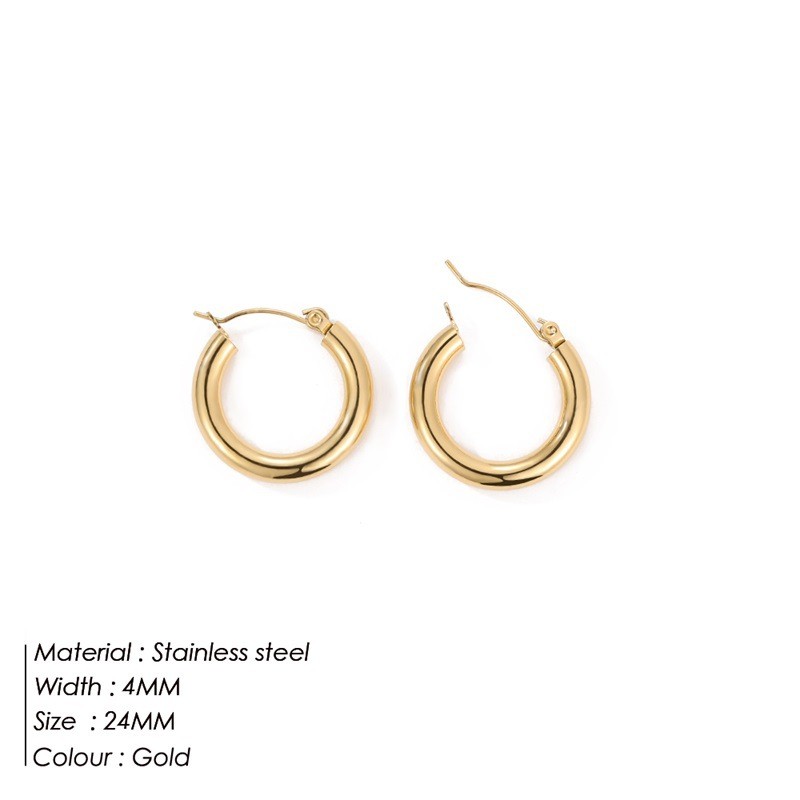 Smooth Hoop Earrings Supplier - Statement Women Elegant Jewelry Waterproof Round Smooth Hoop Daily Wear