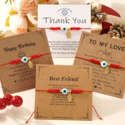 Hamsa Bracelet Factory - Women's Handmade Evil Eye Hamsa Hand Bracelet Set Greeting Card Jewelry Gift