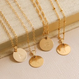 Sideway Letter Necklace Supplier - Dainty Stainless Steel Sideway Letter Necklace 18k Gold Initial Letter Choker