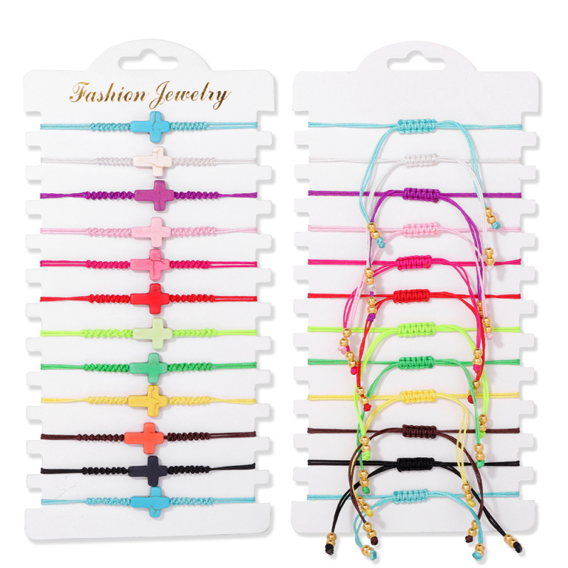 Cross Bracelet Factory - Fashion Colorful Cross Charm Bracelets Bohemian Cross Beaded Bracelet Sets for Women