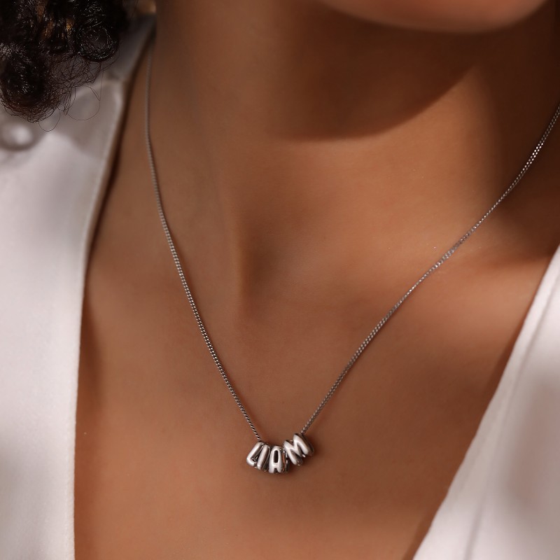 Bubble Name Necklace Supplier - 2023 Minimalist Tarnish Free Stainless Steel Personalized Mini Bubble Name Necklace