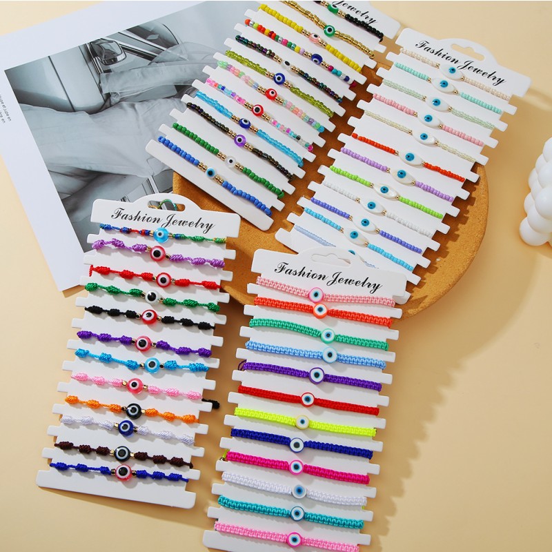 Braided Bracelet Supplier - Trendy Evil Eye Bracelet Set Colorful Handmade Braided Jewelry Charm Bracelets