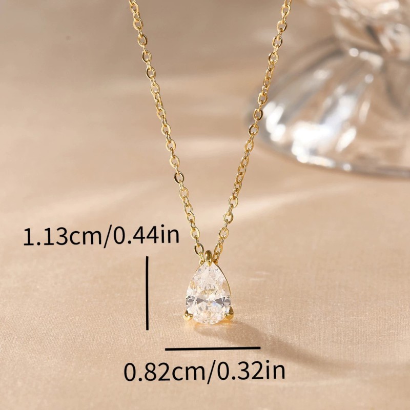 Birthstone Necklace Manufacturer - Elegant Water Drop CZ Stone Pendant December Birth Stone Jewelry
