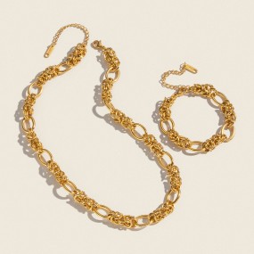 Geometric Set Supplier - 2025 Fashion 18K PVD Gold Plated Stainless Steel Geometric Earrings Necklace Set