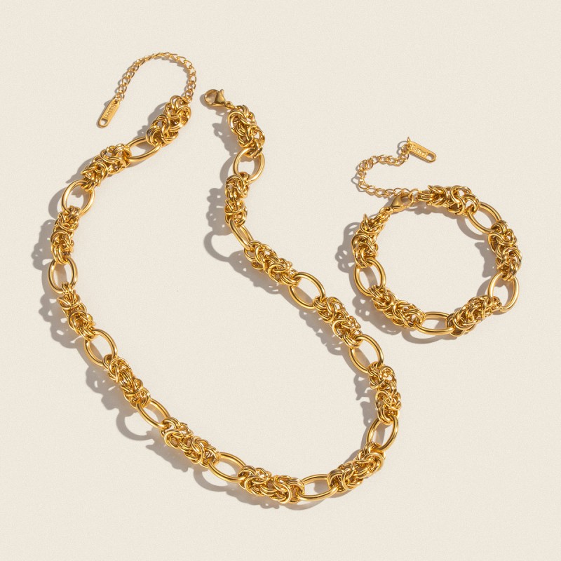 Geometric Set Supplier - 2025 Fashion 18K PVD Gold Plated Stainless Steel Geometric Earrings Necklace Set