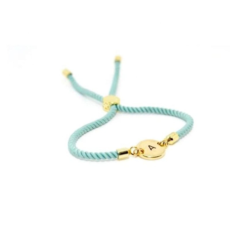 Initial Heart Bracelet Factory - Personalized Stainless Steel Initial Heart Charm Rope Cord Bracelet for Valentines