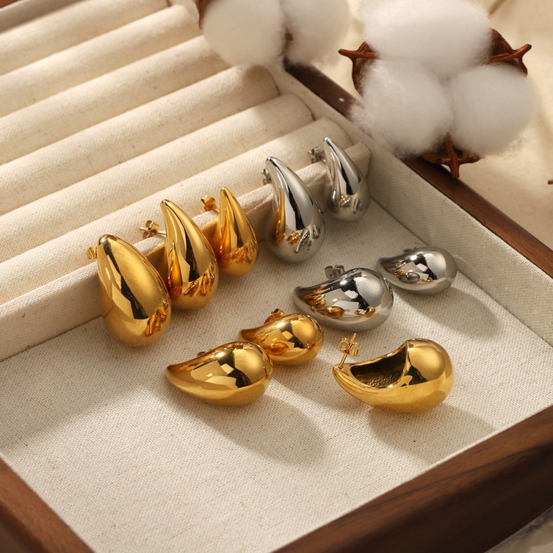 Huggie Earrings Manufacturer - Anti-tarnish Jewelry Ladies Cute 18K Gold Zircon Pearl C Huggie Hoop Heart Sun Moon