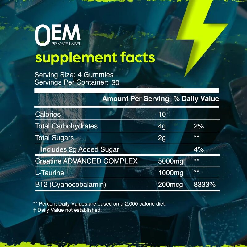 Creatine Gummies Manufacturer - Sugar Free with Electrolytes for Energy & Endurance