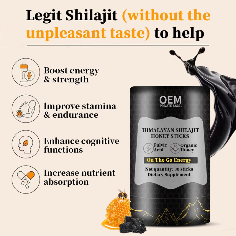 Himalayan Shilajit Honey Sticks Manufacturer - Halal, Bottle Packaged, 24 Days Shelf Life