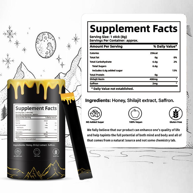 Shilajit Honey Sticks Manufacturer - Organic Crystallized Supplement with No Additives
