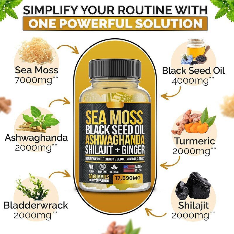 Immune Support Gummies Manufacturer - Vitamin Sea Moss Black Seed Oil Ashwagandha