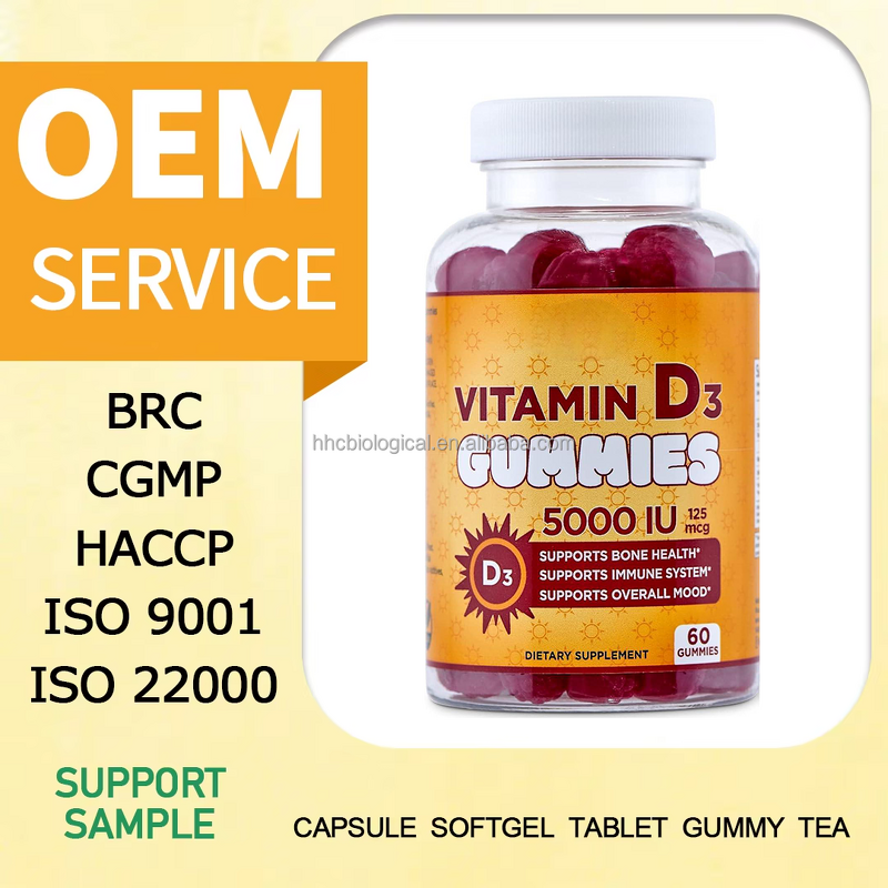 Vitamin D3 Gummies Manufacturer - 5000IU for Adults, Fruit Flavor, Halal Certified