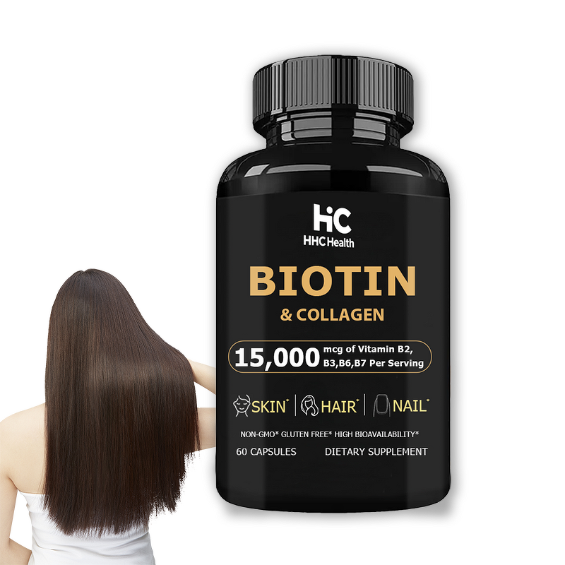 Biotin Capsules Manufacturer - 15000mcg with Collagen for Hair Skin & Nails