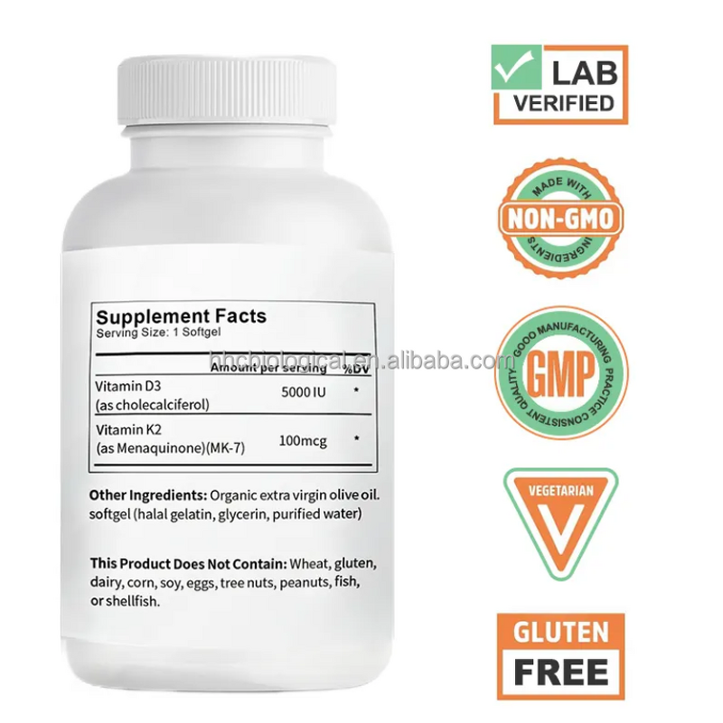 Vitamin D3 K2 Supplement Manufacturer - 5000 IU for Bone, Joint & Muscle Health
