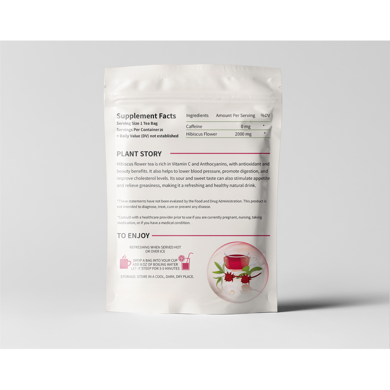 Hibiscus Tea Manufacturer - Organic Dried, 20 Plant-Based Tea Bags