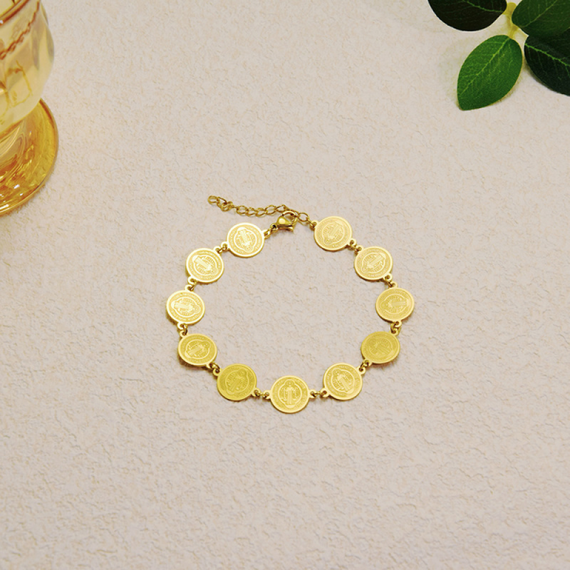 Stainless Steel Rosary Bracelet Supplier - Handmade Lucky Jesus Virgin Mary Cross Chain