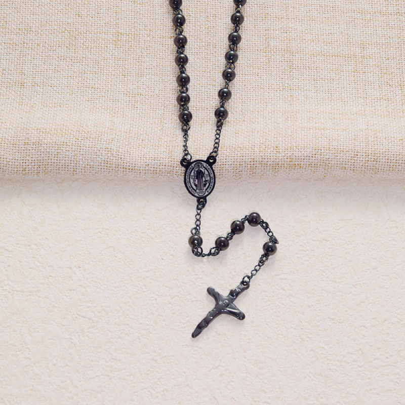 Stainless Steel Rosary Necklace Factory - Long Prayer Beads Cross Religious Jewelry