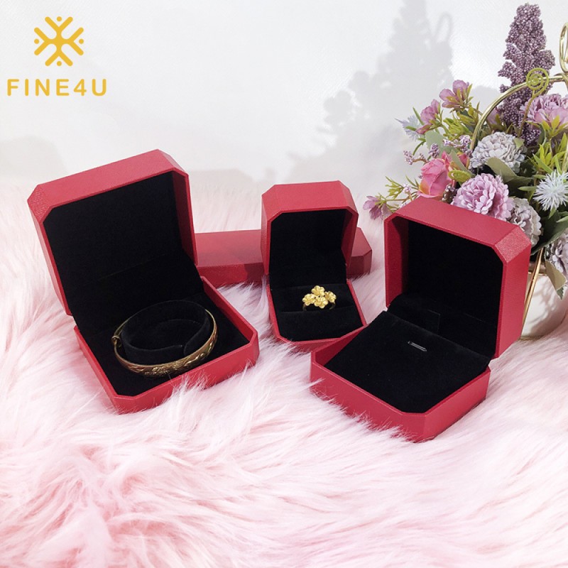 Paper Jewelry Box Supplier - Octagonal Leather-filled Large Ring Gold Packaging