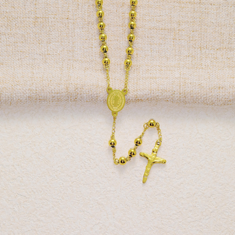 Stainless Steel Rosary Necklace Factory - Long Prayer Beads Cross Religious Jewelry