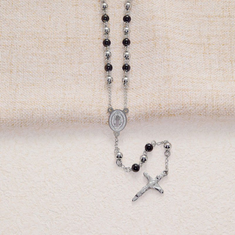 Stainless Steel Rosary Necklace Factory - Long Prayer Beads Cross Religious Jewelry