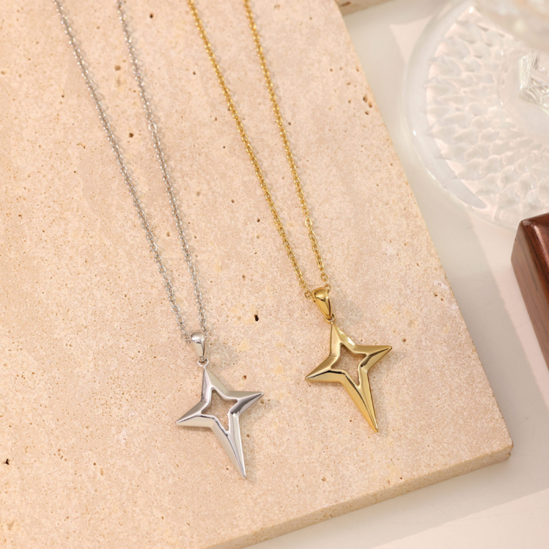 Stainless Steel Star Necklace Supplier - Hollow Star Choker Dainty Stainless Steel Jewelry