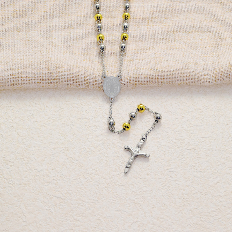Stainless Steel Rosary Necklace Factory - Long Prayer Beads Cross Religious Jewelry