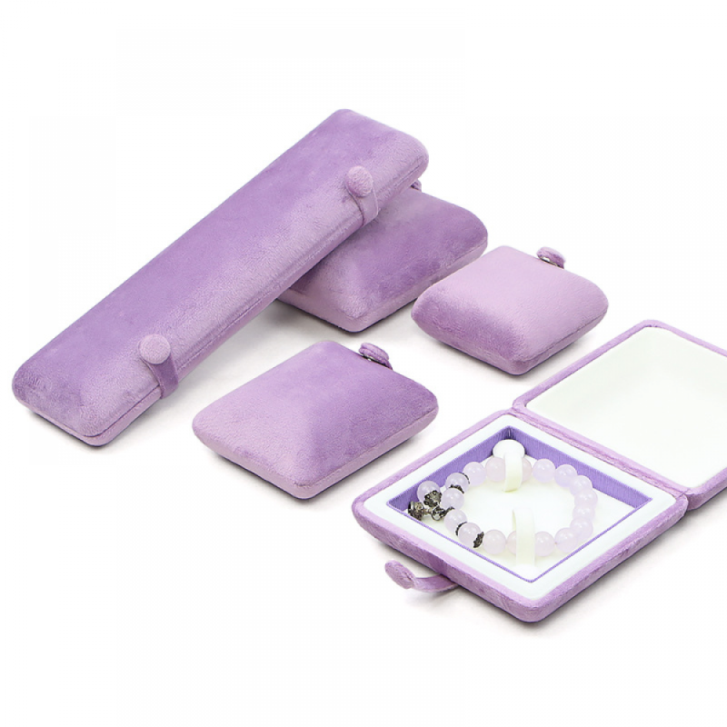 Velvet Jewelry Set Manufacturer - Hidden Button Open Square Pattern Earrings Pendant