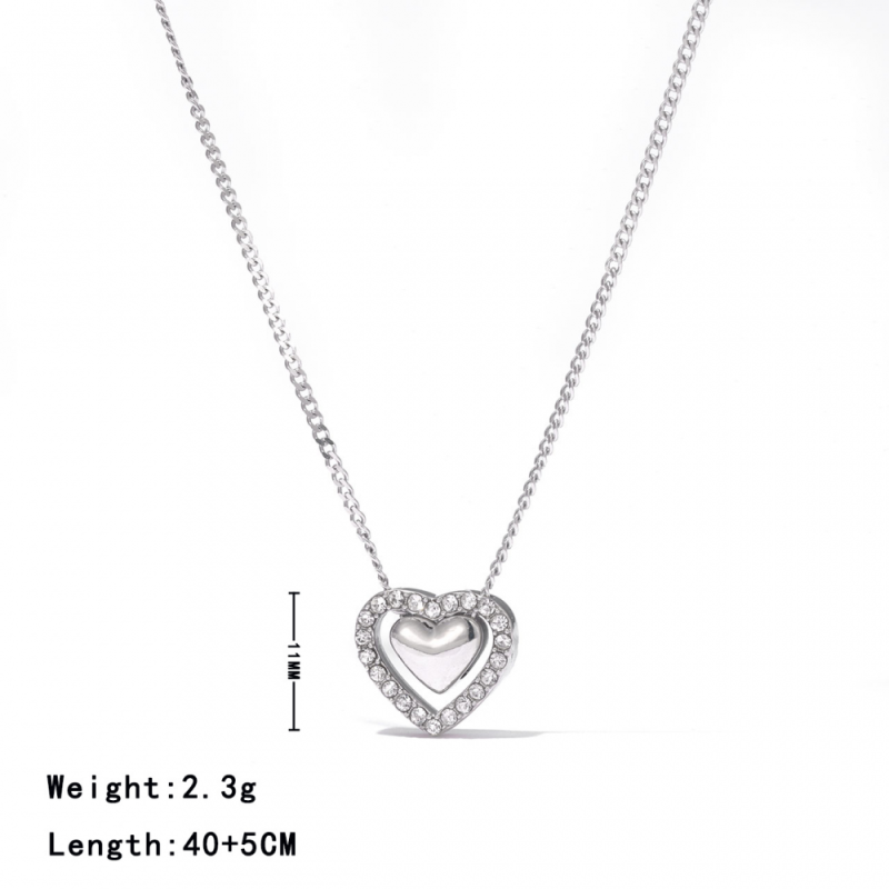 Stainless Steel Heart Pendant Necklace Supplier - Gold Plated Hollow Glossy Waterproof Jewelry