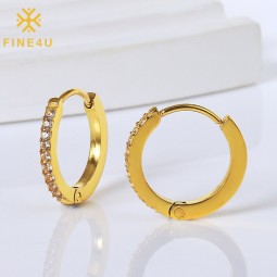 Stainless Steel Hoop Earrings Manufacturer - Custom Non-Tarnish Zircon Inlay Minimalist