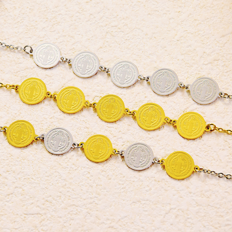 Stainless Steel Rosary Bracelet Supplier - Handmade Lucky Jesus Virgin Mary Cross Chain