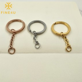 Stainless Steel Keychain Supplier - PVD Plated 25MM Flat Split Key Ring DIY Accessories