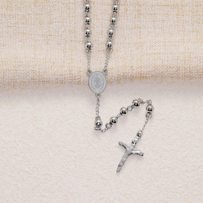 Stainless Steel Rosary Necklace Factory - Long Prayer Beads Cross Religious Jewelry