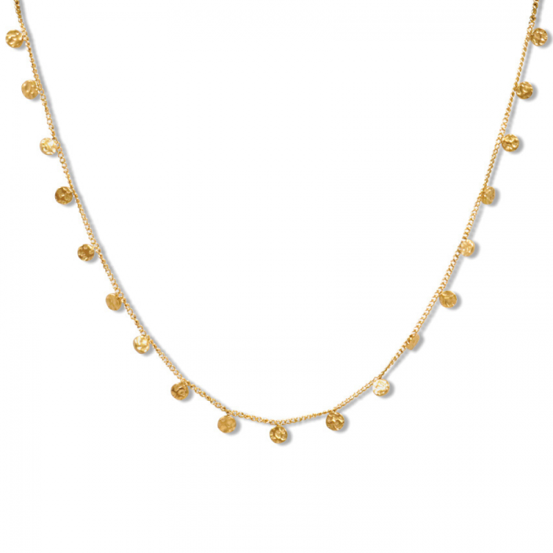 Stainless Steel Disc Charm Necklace Factory - Gold Plated Geometric Round Compact Pendant