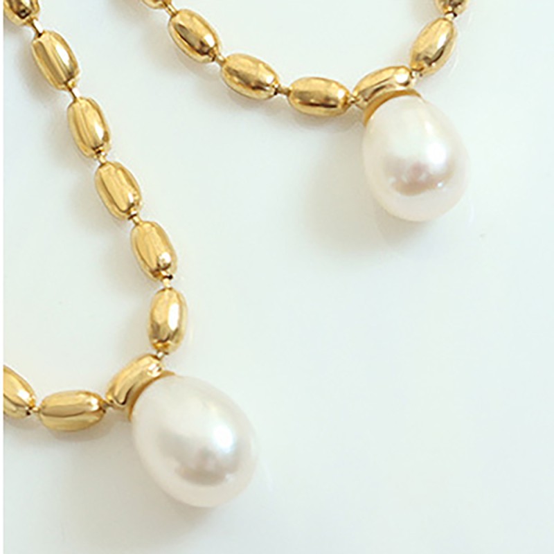 Stainless Steel Pearl Necklace Manufacturer - Minimalist Beaded Chain Freshwater Pearl