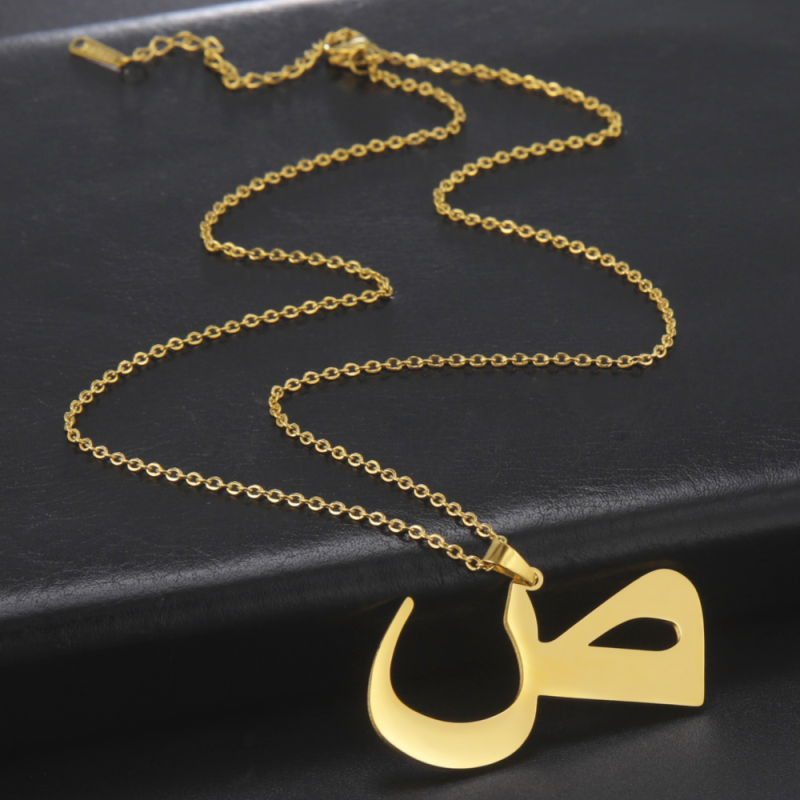 Stainless Steel Letter Necklace Manufacturer - Custom Arabic Alphabet Gold Plated Jewelry