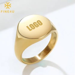 Stainless Steel Signet Ring Supplier - Custom Engraved Name Logo Minimalist Jewelry