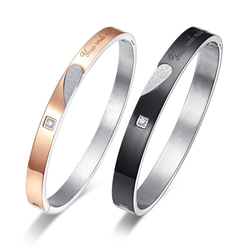 Stainless Steel Couple Bracelet Set Factory - Anniversary Gift Love Bangle PVD Plated