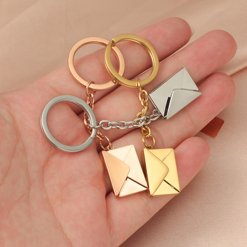 Stainless Steel Keychain Supplier - Valentine Gift Love Letter Blank Metal Engraved Envelope