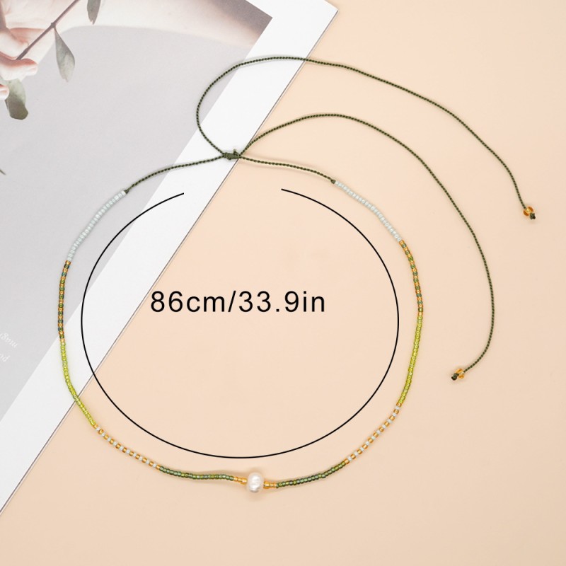 Stainless Steel Pearl Necklace Factory - Adjustable Handmade Rhinestone Bead Summer Jewelry