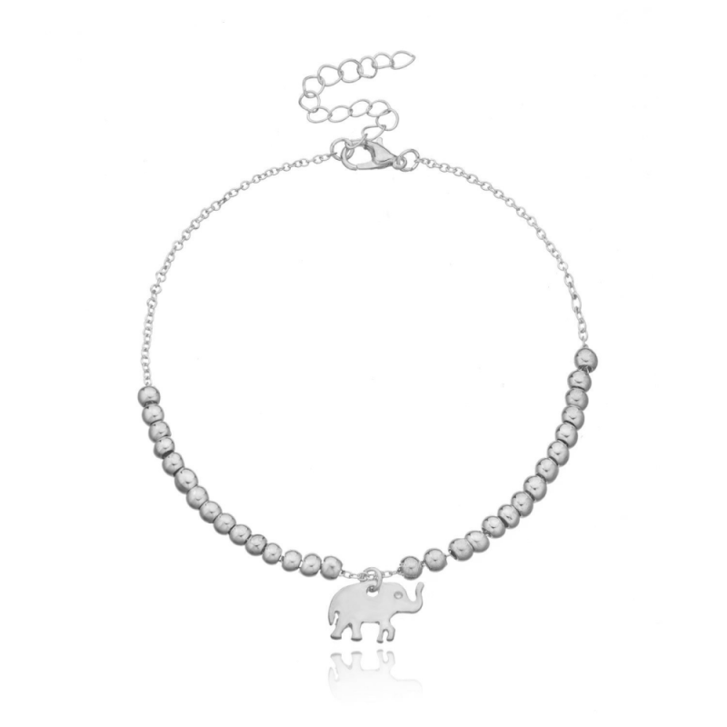 Stainless Steel Anklet Supplier - Custom Cute Animals Gold Plated Beaded Chain Elephant