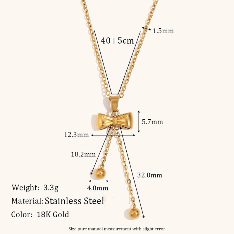 Stainless Steel Jewelry Set Manufacturer - Gold Plated Bow Knot Necklace Earring 2024 Trend