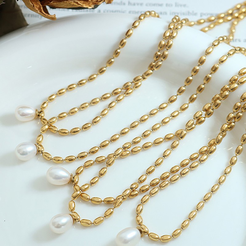 Stainless Steel Pearl Necklace Manufacturer - Minimalist Beaded Chain Freshwater Pearl