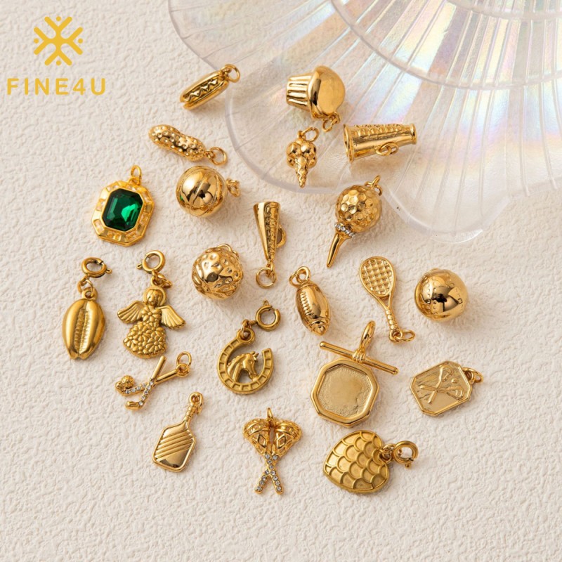 Stainless Steel Pendant Charms Supplier - DIY Live Mouth Chain Sports Food 18K Gold Plated