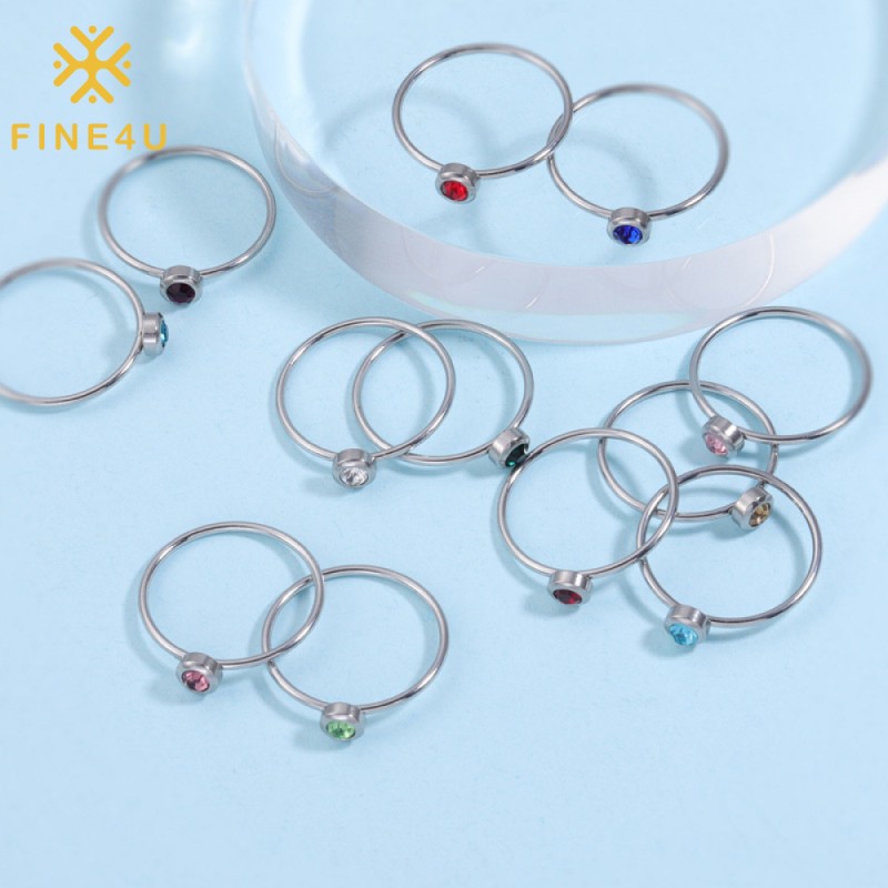 Stainless Steel Birthstone Ring Factory - Gold Plated Zircon Wedding Engagement Birthday Gift