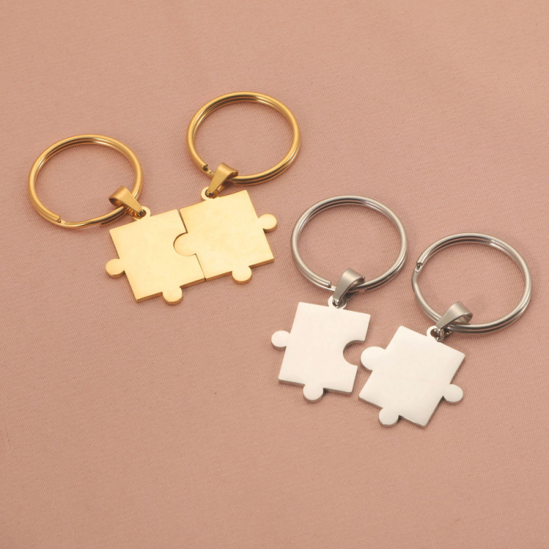 Stainless Steel Keychains Supplier - Personalized Friendship Metal Splicing Puzzle Couple