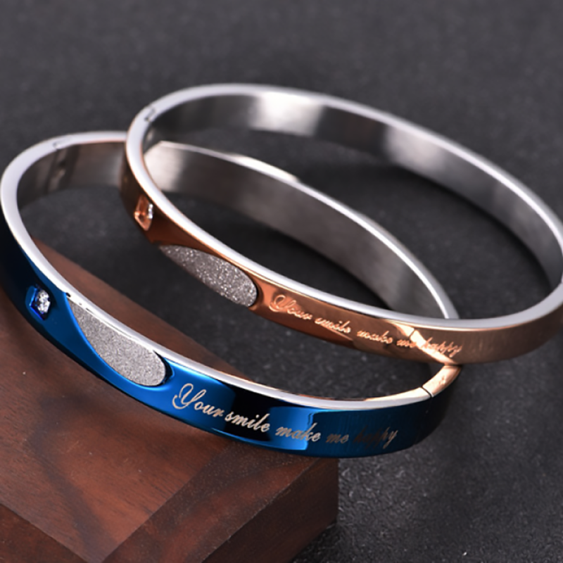 Stainless Steel Couple Bracelet Set Factory - Anniversary Gift Love Bangle PVD Plated